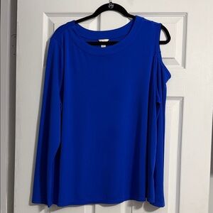 Women's Blue one-cold shoulder Long-Sleeve Top